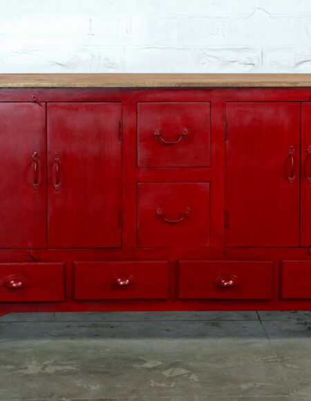 Credenza Rossa in Legno di Mango Massiccio