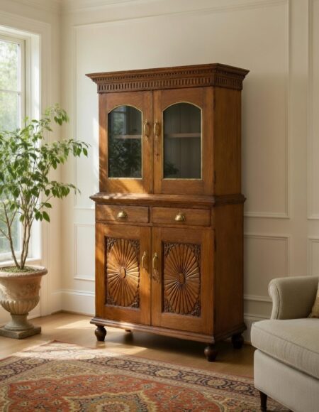 Armadio Credenza in Teak Autentico e Massiccio di Alta Qualità per Interni