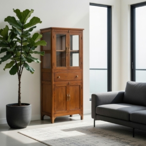 Vetrina in Teak Coloniale di Alta Qualità