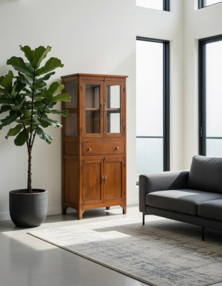 Vetrina in Teak Coloniale di Alta Qualità