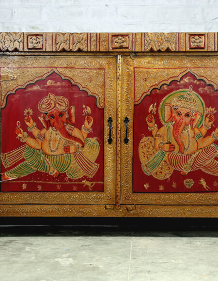 Credenza Ganesh in Legno Massello Intarsiato per Soggiorno o Sala da Pranzo