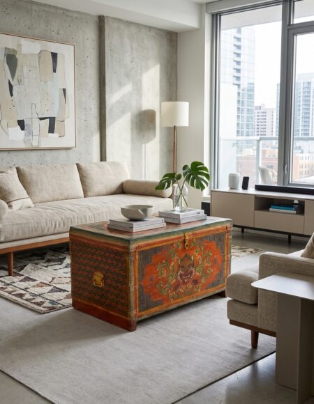 Baule Etnico Dipinto a mano con Drago